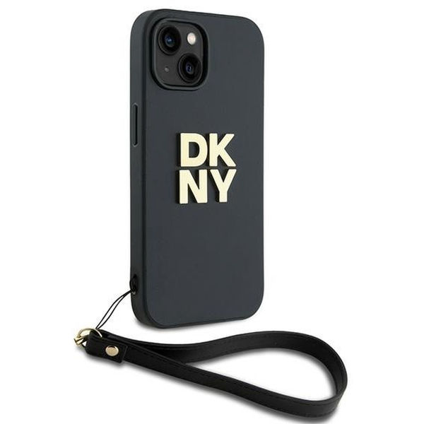 DKNY - Hardcase Wrist Strap Stock Logo (DKHCP15SPBSWSK) - iPhone 15 - Black