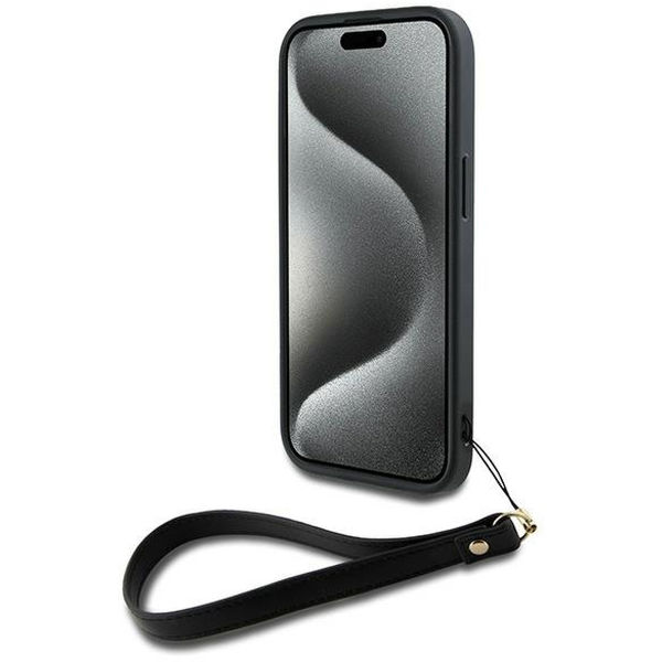 DKNY - Hardcase Wrist Strap Stock Logo (DKHCP15SPBSWSK) - iPhone 15 - Black