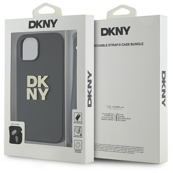 DKNY - Hardcase Wrist Strap Stock Logo (DKHCP15SPBSWSK) - iPhone 15 - Black