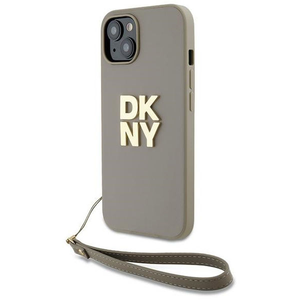 DKNY - Hardcase Wrist Strap Stock Logo (DKHCP15SPBSWSE) - iPhone 15 - Beige