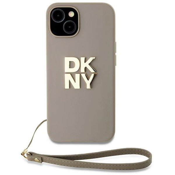 DKNY - Hardcase Wrist Strap Stock Logo (DKHCP15SPBSWSE) - iPhone 15 - Beige