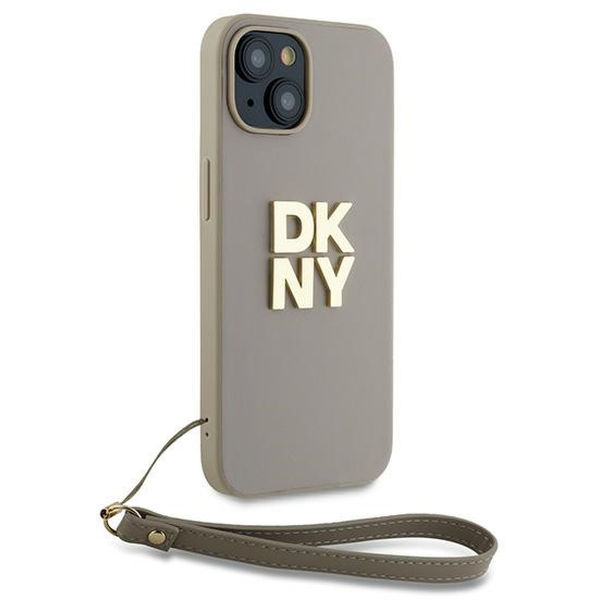 DKNY - Hardcase Wrist Strap Stock Logo (DKHCP15SPBSWSE) - iPhone 15 - Beige