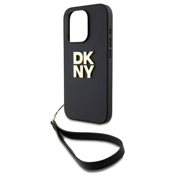 DKNY - Hardcase Wrist Strap Stock Logo (DKHCP15LPBSWSK) - iPhone 15 Pro - Black