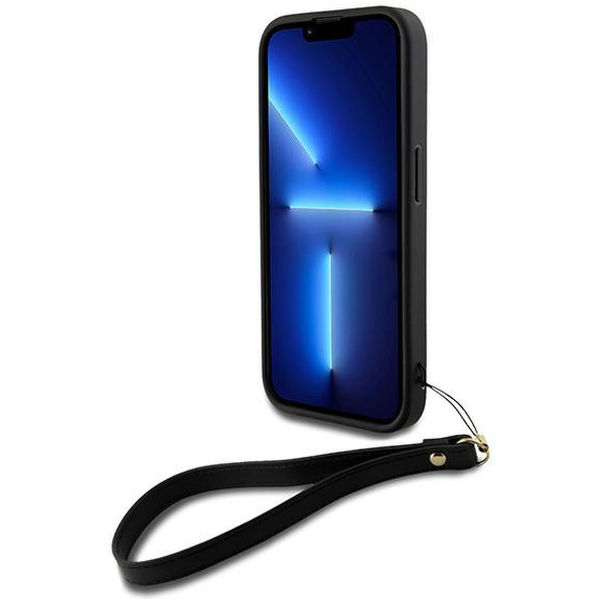 DKNY - Hardcase Wrist Strap Stock Logo (DKHCP15LPBSWSK) - iPhone 15 Pro - Black