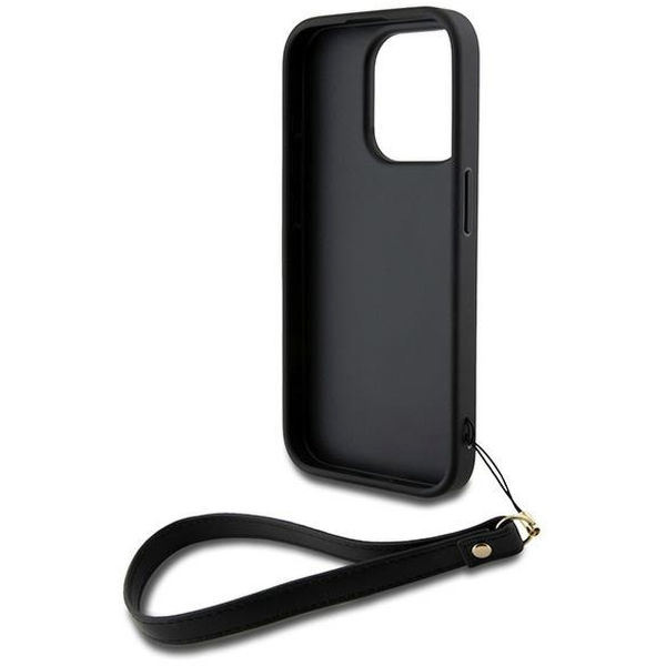 DKNY - Hardcase Wrist Strap Stock Logo (DKHCP15LPBSWSK) - iPhone 15 Pro - Black
