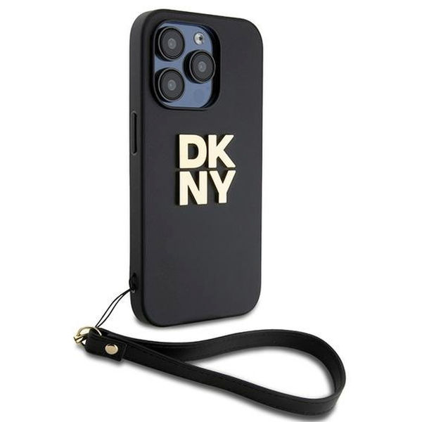 DKNY - Hardcase Wrist Strap Stock Logo (DKHCP15LPBSWSK) - iPhone 15 Pro - Black