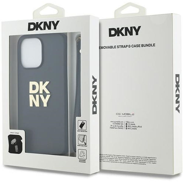 DKNY - Hardcase Wrist Strap Stock Logo (DKHCP15LPBSWSK) - iPhone 15 Pro - Black
