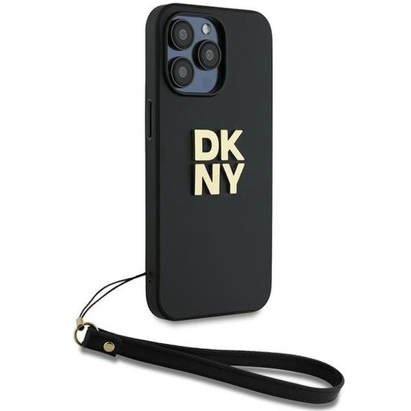DKNY - Hardcase Wrist Strap Stock Logo (DKHCP15XPBSWSK) - iPhone 15 Pro Max - Black