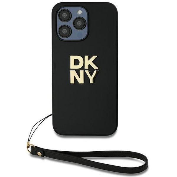 DKNY - Hardcase Wrist Strap Stock Logo (DKHCP15XPBSWSK) - iPhone 15 Pro Max - Black