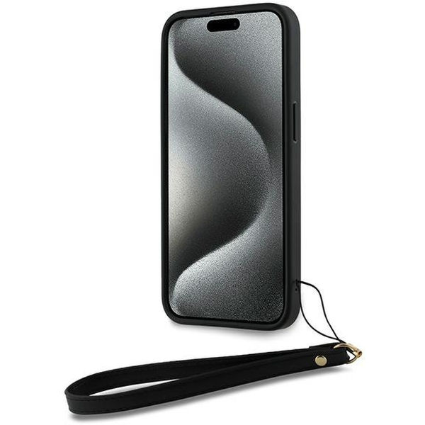 DKNY - Hardcase Wrist Strap Stock Logo (DKHCP15XPBSWSK) - iPhone 15 Pro Max - Black