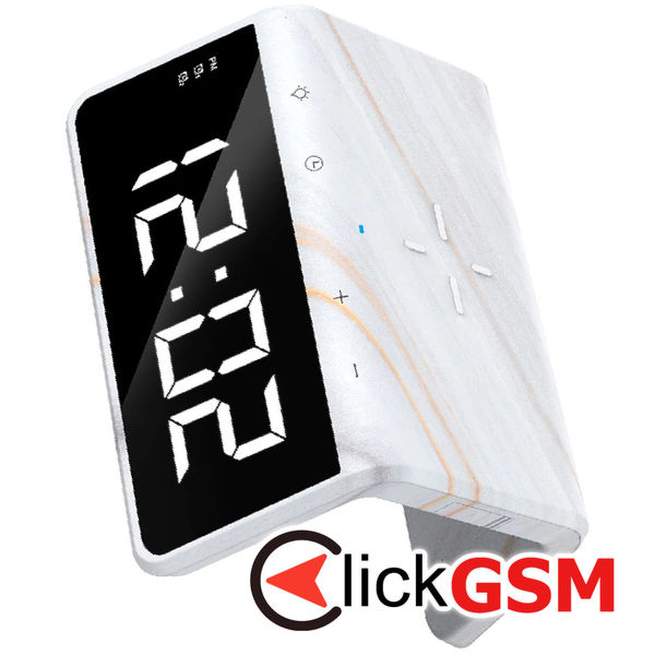 Havit - Desk Phone Wireless Charger (W320) - with Digital Clock, RGB LED Light, 15W - Marble