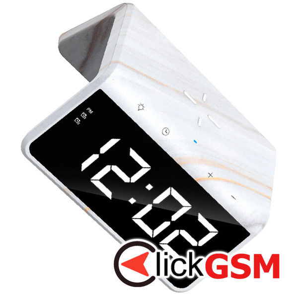 Havit - Desk Phone Wireless Charger (W320) - with Digital Clock, RGB LED Light, 15W - Marble