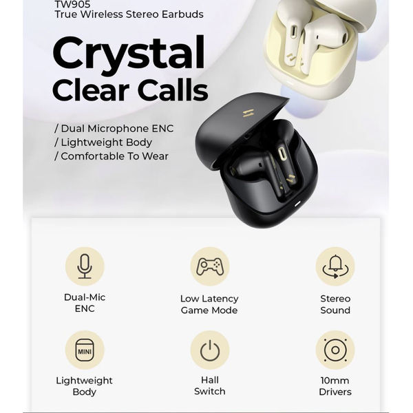 Havit - Wireless Earbuds (TW905) - for Gaming, Bluetooth 5.3, Microphone, Low Latency, Mini Size, TWS, ENC, 300mAh - Beige
