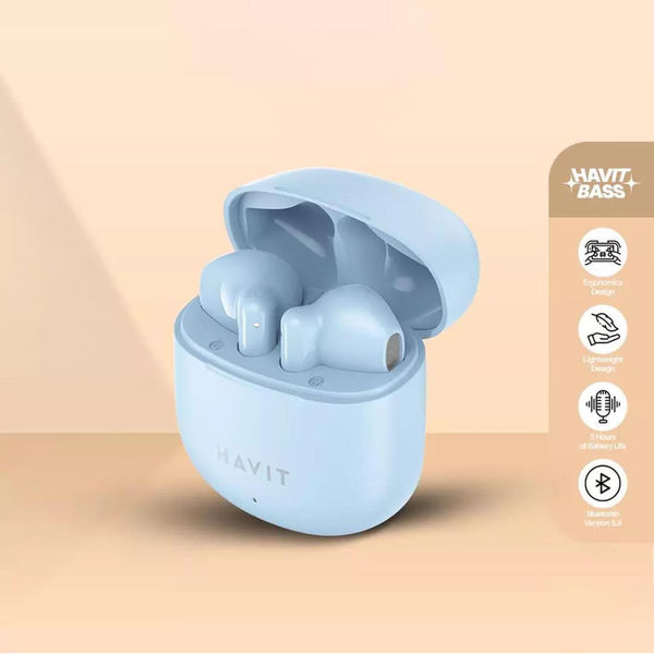 Havit - Wireless Earbuds (TW976) - with Microphone, Bluetooth 5.3, True Wireless Stereo, Type-C, 300mAh - White