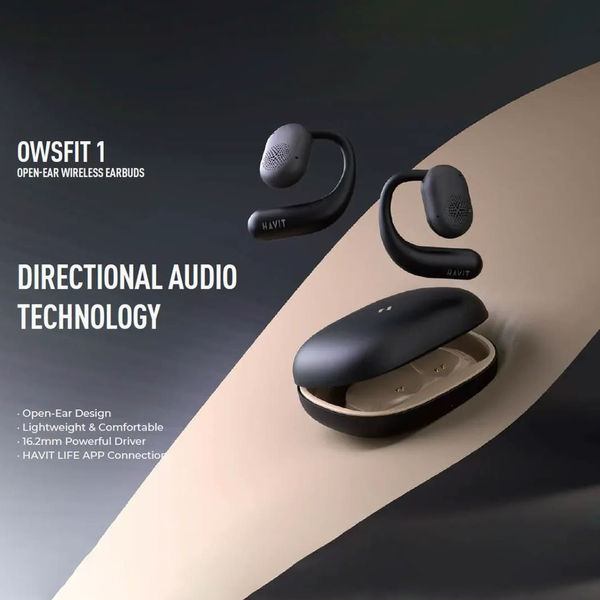 Havit - Wireless Earbuds (OWS914) - with Microphone, Bluetooth 5.3, True Wireless Stereo, ENC, USB-C, 500mAh - Beige