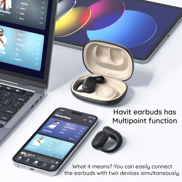 Havit - Wireless Earbuds (OWS914) - with Microphone, Bluetooth 5.3, True Wireless Stereo, ENC, USB-C, 500mAh - Balck