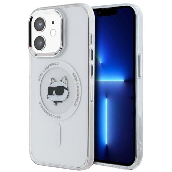 Karl Lagerfeld - IML MagSafe (KLHMP12MHLSCHH) - iPhone 12 / iPhone 12 Pro - White Metal Choupette`s Head