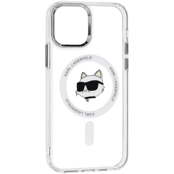 Karl Lagerfeld - IML MagSafe (KLHMP12MHLSCHH) - iPhone 12 / iPhone 12 Pro - White Metal Choupette`s Head
