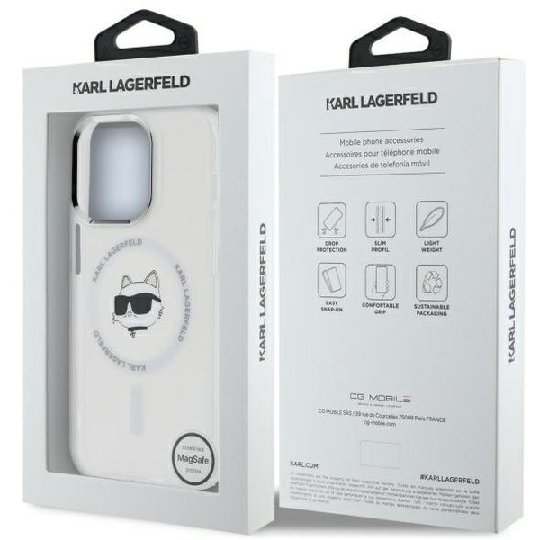 Karl Lagerfeld - IML MagSafe (KLHMP12MHLSCHH) - iPhone 12 / iPhone 12 Pro - White Metal Choupette`s Head