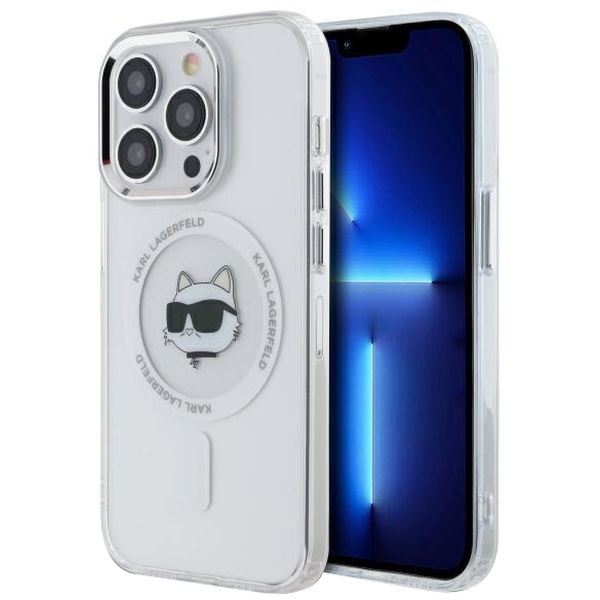 Karl Lagerfeld - IML MagSafe (KLHMP13LHLSCHH) - iPhone 13 Pro - White Metal Choupette`s Head