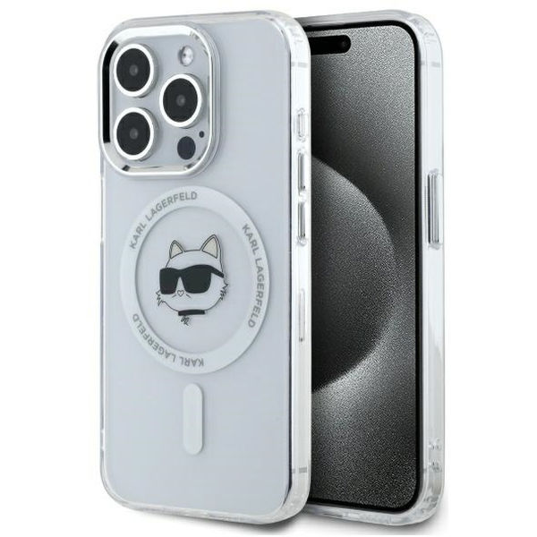 Karl Lagerfeld - IML MagSafe (KLHMP14LHLSCHH) - iPhone 14 Pro - White Metal Choupette`s Head