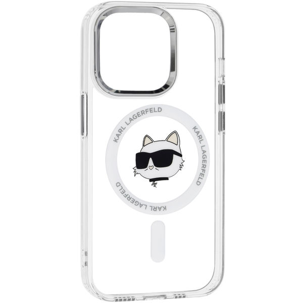 Karl Lagerfeld - IML MagSafe (KLHMP14LHLSCHH) - iPhone 14 Pro - White Metal Choupette`s Head