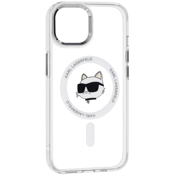 Karl Lagerfeld - IML MagSafe (KLHMP15SHLSCHH) - iPhone 15 - White Metal Choupette`s Head