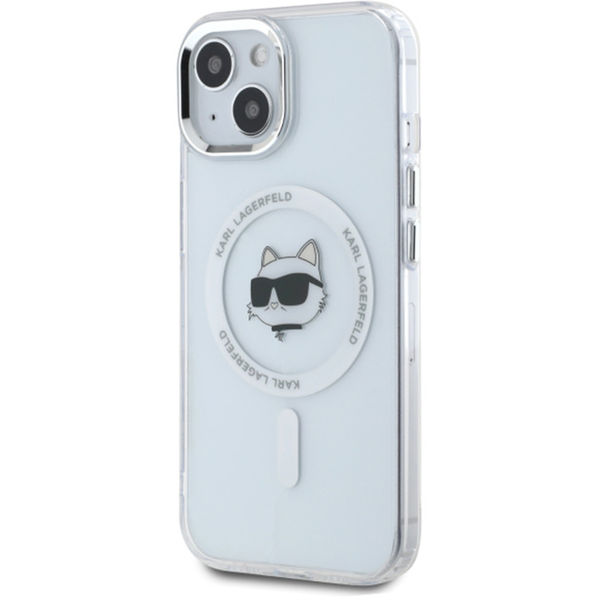 Karl Lagerfeld - IML MagSafe (KLHMP15SHLSCHH) - iPhone 15 - White Metal Choupette`s Head