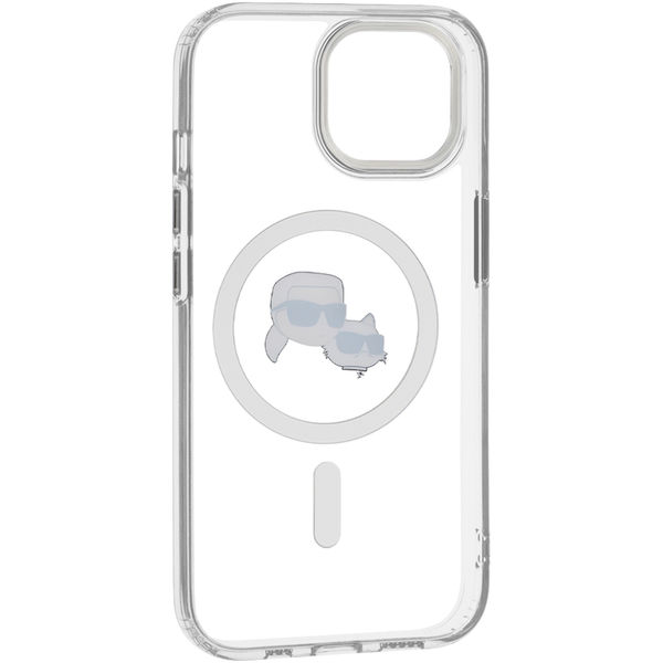 Karl Lagerfeld - IML MagSafe (KLHMP15SHLSKCH) - iPhone 15 - White Metal Karl&Choupette Heads