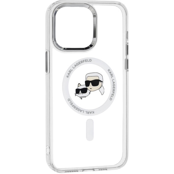 Karl Lagerfeld - IML MagSafe (KLHMP15XHLSKCH) - iPhone 15 Pro Max - White Metal Karl&Choupette Heads