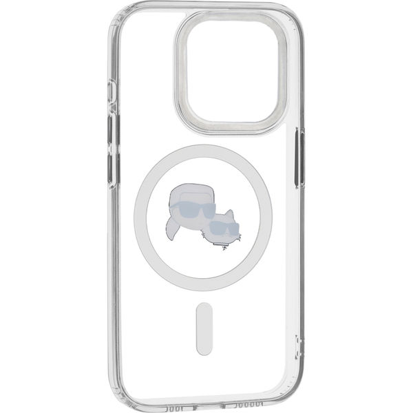 Karl Lagerfeld - IML MagSafe (KLHMP15XHLSKCH) - iPhone 15 Pro Max - White Metal Karl&Choupette Heads