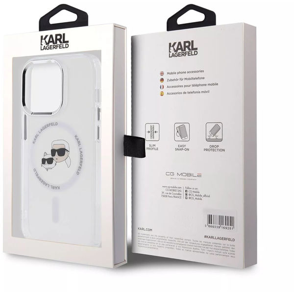 Karl Lagerfeld - IML MagSafe (KLHMP15XHLSKCH) - iPhone 15 Pro Max - White Metal Karl&Choupette Heads