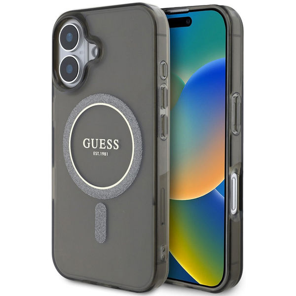 Guess - IML Glitter Circle MagSafe (GUHMP16MHFGEREK) - iPhone 16 Plus - Black