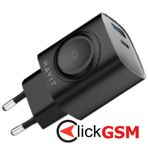 Havit - Wall Charger (UC132 EU) - USB, Type-C, Wireless, 22W - Black