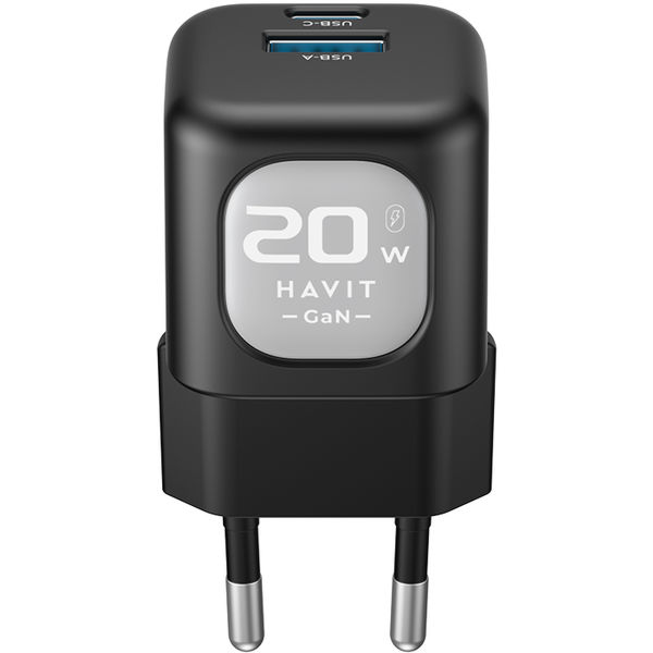 Havit - Wall Charger (UC220 EU) - USB, Type-C, GaN, 20W - Black / Gray