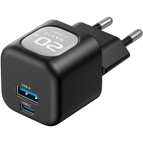 Havit - Wall Charger (UC220 EU) - USB, Type-C, GaN, 20W - Black / Gray