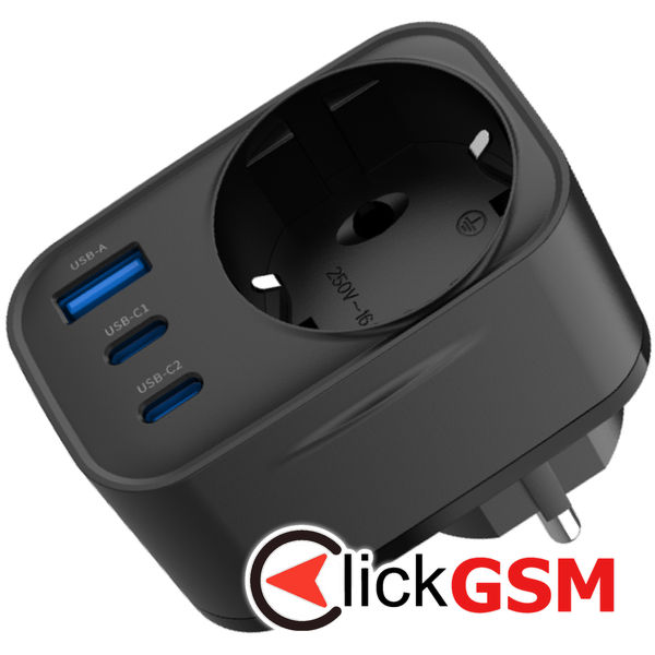 Havit - Wall Charger (UC142 EU) - EU Socket, 2x Type-C, USB, 30W - Black