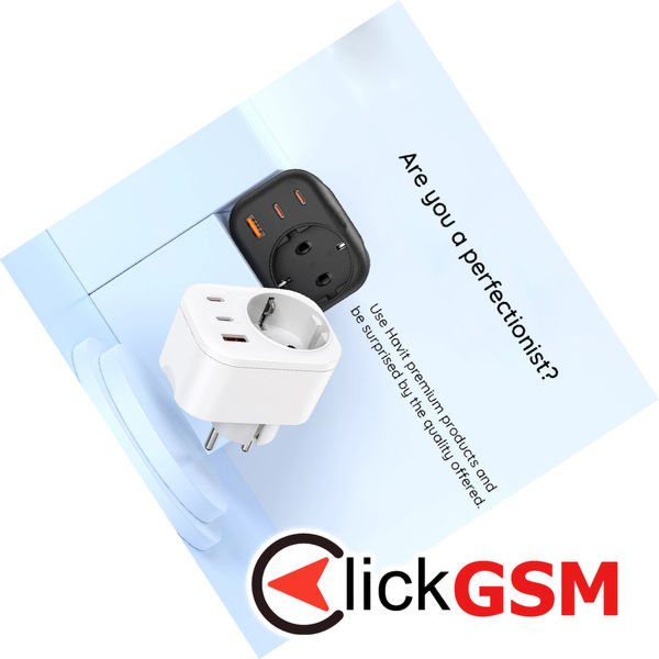 Havit - Wall Charger (UC142 EU) - EU Socket, 2x Type-C, USB, 30W - Black