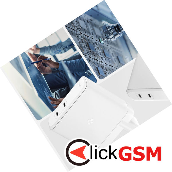 Spigen - Wall Charger Arcstation Pro (1402) - Fast Charging, 2 x Type-C, GaN, 140W- White