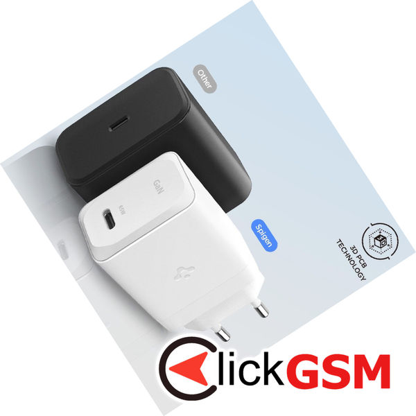 Spigen - Wall Charger Arcstation Pro (651) - with Cable, Type-C, Super Fast Charging, GaN, 65W, 2m - White