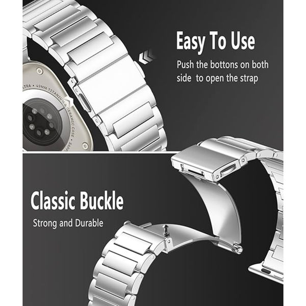 Techsuit - Watchband (W012) - Apple Watch 1/2/3/4/5/6/7/8/9/10/SE/SE 2 (38/40/41/42mm) - Silver