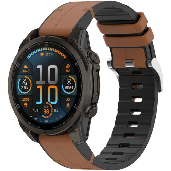 Techsuit - Watchband QuickFit 22mm (W071) - Garmin Fenix 5/5 Plus 6/6 Pro/7/Forerunner 935/945/Approach S60 - Brown