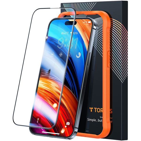 Torras - GlassGo Tempered Screen Protector - iPhone 15 Pro Max - Black