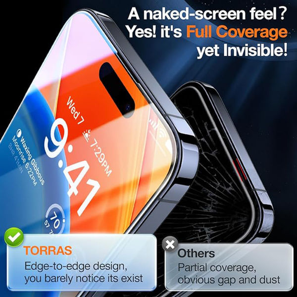 Torras - GlassGo Tempered Screen Protector - iPhone 15 Pro Max - Black