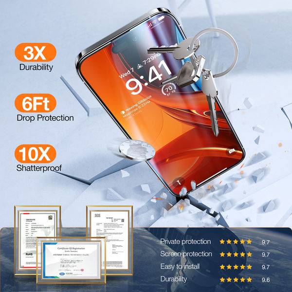 Torras - GlassGo Epic Privacy - iPhone 15 Pro Max - Black