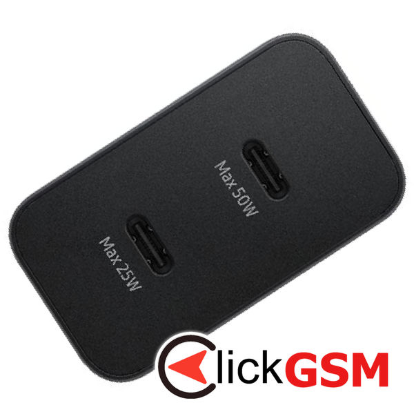 Samsung - Original Wall Charger T5020XBE (EP-T5020XBEGEU) - 2x Type-C, 50W, with USB-C Cable - Black