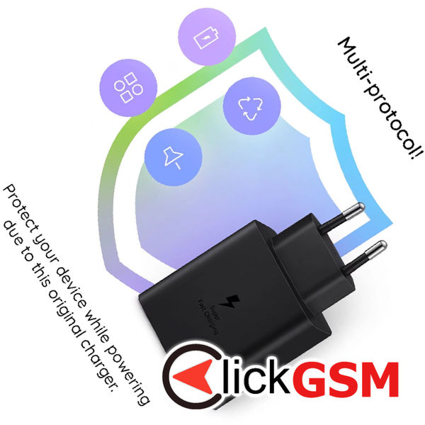 Samsung - Original Wall Charger T5020XBE (EP-T5020XBEGEU) - 2x Type-C, 50W, with USB-C Cable - Black