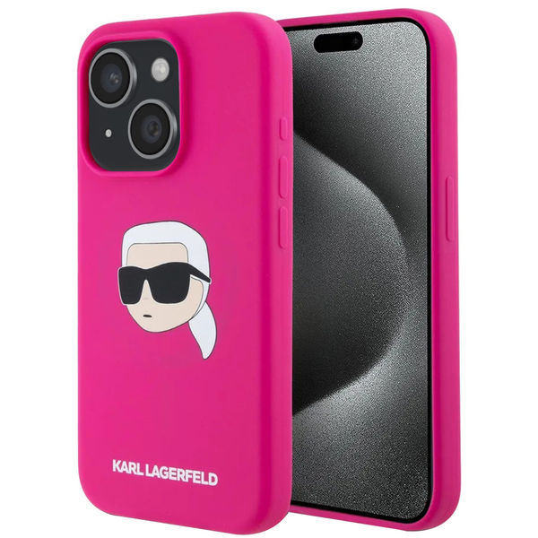 Karl Lagerfeld - Silicone MagSafe (KLHMP15SSKHPPLF) - iPhone 15 - Fuchsia Karl`s Head