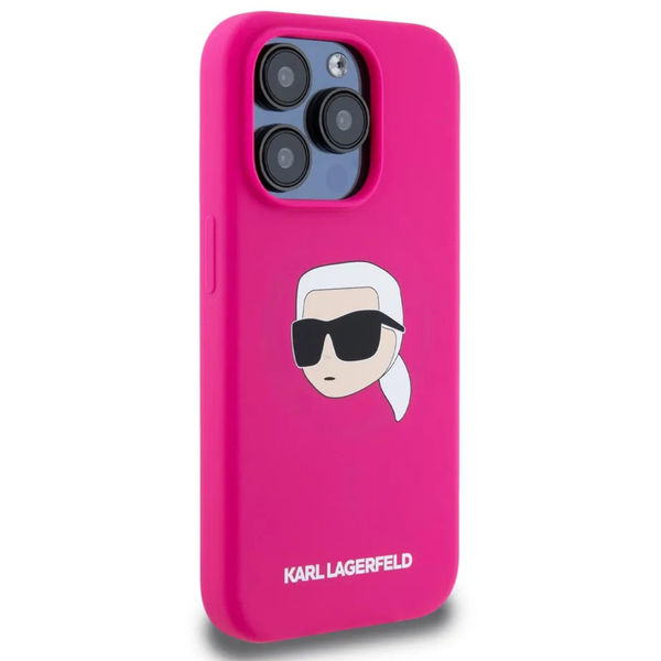 Karl Lagerfeld - Silicone MagSafe (KLHMP15SSKHPPLF) - iPhone 15 - Fuchsia Karl`s Head