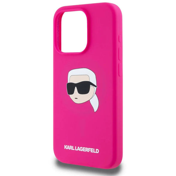 Karl Lagerfeld - Silicone MagSafe (KLHMP15SSKHPPLF) - iPhone 15 - Fuchsia Karl`s Head